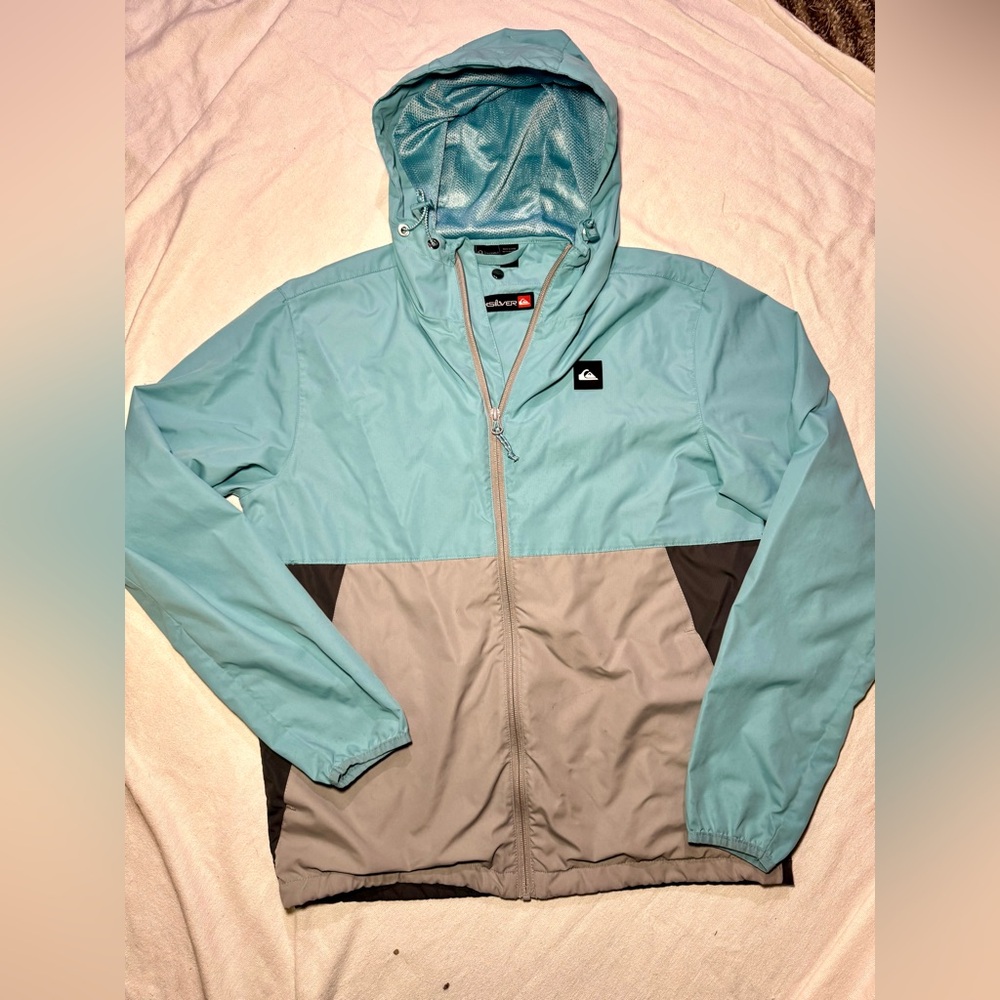 Quiksilver Men's Teal and Gray Windbreaker